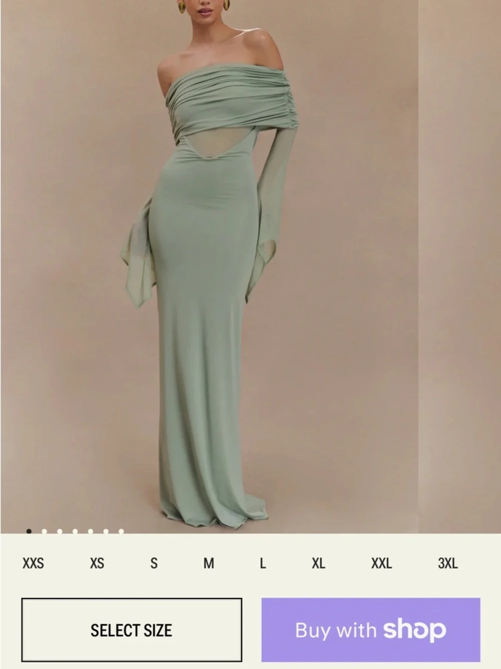 Meshki Sage Green Off-Shoulder Maxi Dress - Picture 2 of 3